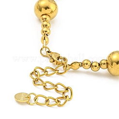 Браслеты из круглой бусиновой стали 304 и 201 для женщин BJEW-G717-03B-GP