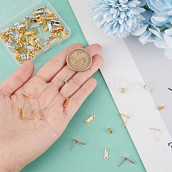 60 шт. 2 цвета 201 нержавеющая сталь фурнитура для сережек-гвоздиков с отверстием&nbsp;EJEW-BBC0002-15