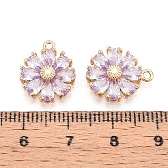 Настоящие 18к позолоченные латунные подвески с микропаве и кубическим цирконием&nbsp;X-KK-S360-043B-NF