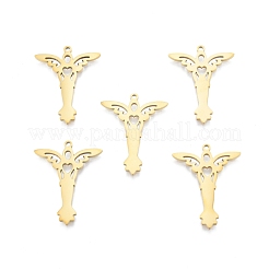 イオンプレーティング(IP) 201ステンレスペンダント  天使  18KGP本金メッキ  32.5x25x1.5mm  穴：1.6mm&nbsp;STAS-B027-28G