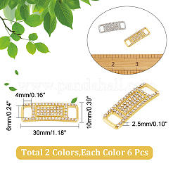 12 шт. 2-х цветные латунные подвески-коннекторы из микропаве из прозрачного стекла&nbsp;FIND-AR0002-40