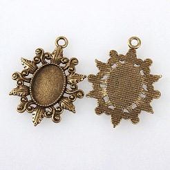 Старинные тибетском стиле сплава сеттинги ободок цветок кулон кабошон&nbsp;X-TIBEP-M018-41AB-NF