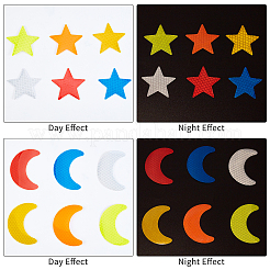 8 set di 2 strisce adesive riflettenti di sicurezza per animali domestici a forma di stella e luna&nbsp;AJEW-GA0003-53