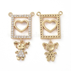 Латунные микропаве прозрачные подвески с фианитом ZIRC-L076-032G