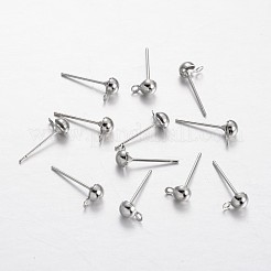 真鍮製スタッドピアスパーツ  カン付き  プラチナ  6.5x4mm  穴：1mm  ピン：0.8mm&nbsp;KK-F371-34P