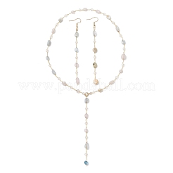 Ensembles de boucles d'oreilles et de colliers faits à la main en perles de morganite naturelle&nbsp;SJEW-JS01342-01