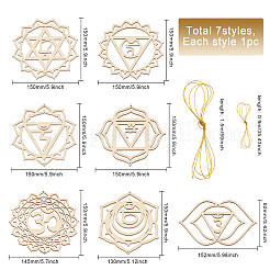 7 незаконченная деревянная подвеска на тему чакры AJEW-CA0003-51