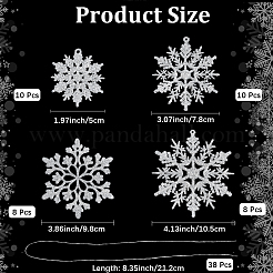 36шт снежинка пластиковая подвеска украшения&nbsp;DIY-CP0013-33B