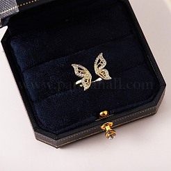 Кольцо-кафф в виде бабочки из прозрачного кубического циркония&nbsp;RJEW-SZ0001-13