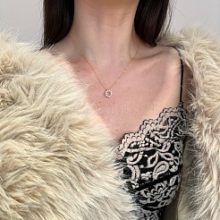 Круглое кольцо 925 стерлинговое серебро микро паве кубический цирконий кулон ожерелья для женщин NJEW-F338-07G