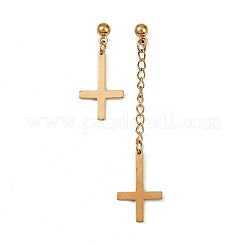 Christliche Ohrstecker mit umgedrehtem Kreuz aus Edelstahl 201&nbsp;LS-EJEW-P314-01C-G