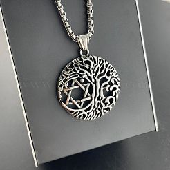 Винтажное ожерелье из нержавеющей стали 304 с подвеской в виде дерева жизни и звезды Давида для мужчин RS4440