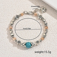 Элегантные женские браслеты из синтетической бирюзы и цинкового сплава с круглыми бусинами&nbsp;ZF9311-1