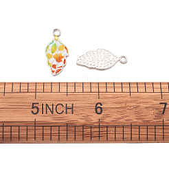 合金エナメルチャーム  カエデの葉模様の葉  プラチナ  カラフル  21.5x10x2mm  穴：2mm  2個/セット&nbsp;PALLOY-TAC0009-25P-A