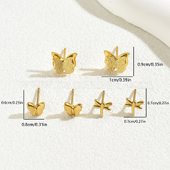 3 пара модных серег-гвоздиков из нержавеющей стали 201 в виде бабочек и стрекоз&nbsp;VU6612