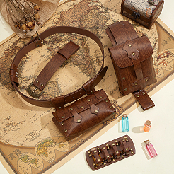 Sac ceinture médiéval en cuir PU pour deux bouteilles&nbsp;AJEW-WH0816-501A
