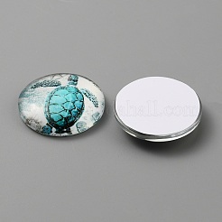 Кабошоны из стекла&nbsp;GLAA-WH0024-06C
