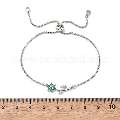 Verstellbare Messing-Mikropflaster-Armbänder mit klaren Zirkonia-Boxketten&nbsp;BJEW-C156-09P-01