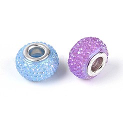 Perline europee in resina con foro grande e strass&nbsp;OPDL-T003-01D