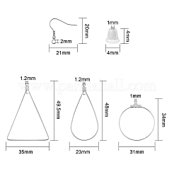 DIYイヤリングキット  304ステンレススチールフープピアス金具を含む  プラスチック製ピアスキャッチ  304ステンレススチールイヤリングフック  ステンレス鋼色  48x23x0.5mm&nbsp;DIY-CJ0001-73