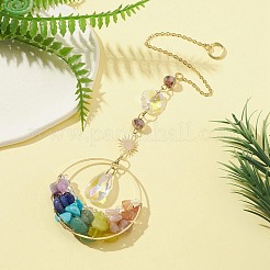 Décoration pendentif en pierres précieuses chakra&nbsp;HJEW-TA00037