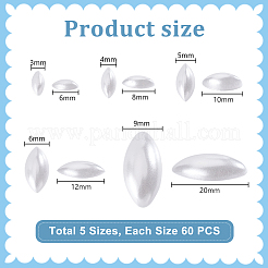 300 шт. 5 стиля акриловых пластиковых искусственных жемчужных кабошонов MACR-PH0001-91
