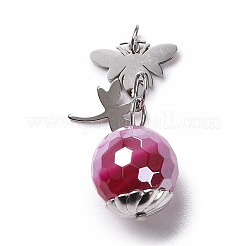 Гальванические ограненные круглые подвески из натурального агата G-B027-01