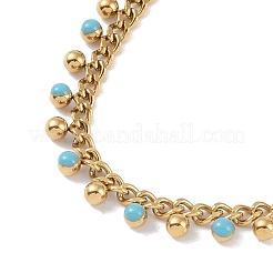 Браслеты-цепочки витые из нержавеющей стали золотистого тона 304 с эмалью&nbsp;LS-BJEW-P321-02G