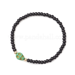 7шт 7-х цветные стеклянные круглые тянущиеся браслеты для мужчин и женщин BJEW-TA00667