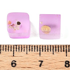 Perles de verre givrées avec poudre pailletée dorée&nbsp;LS-DGLA-NH001-8mm-01I