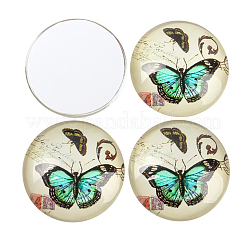 Farfalla metà vetro stampato cabochon rotondo / dome&nbsp;X-GGLA-N004-18mm-C