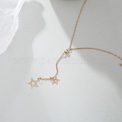 女性用合金スターペンダントタッセルYネックレス  ゴールドカラー  16.93インチ（43cm）&nbsp;WGAD59E-01