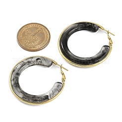 女性用304ステンレスフープピアス  リング  樹脂と  グレー  42mm&nbsp;EJEW-B113-02G-02