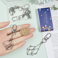 6 pièce 3 styles en acier inoxydable tressé chaîne macramé pochette vide support de pierre pendentif décorations&nbsp;HJEW-SC0003-05