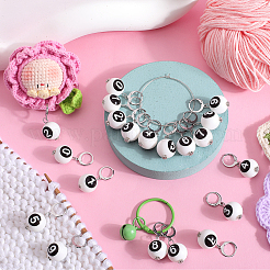 Круглый силиконовый кулон с черными цифрами и украшениями HJEW-SC00059