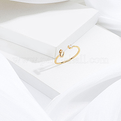 1 pz lettera ottone strass anelli polsino aperto per le donne&nbsp;AJEW-LP0004-47E-G