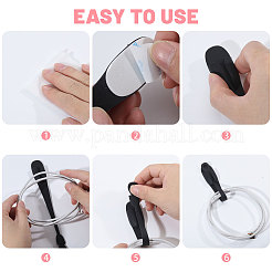 8 шт. 4-цветные силиконовые кабельные стяжки многоразовые самоклеящиеся для наушников AJEW-CA0004-71