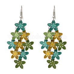 Pendientes colgantes de flores de acero inoxidable 430&nbsp;EJEW-A137-07P-03