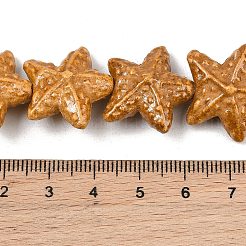 ヴィンテージの手作り磁器ビーズの連  ファンシーアンティーク施釉磁器  ヒトデ  ペルー  20x22x10mm  穴：2mm  約20個/連  14.57''（37センチメートル）&nbsp;PR-CBAA37B-04F