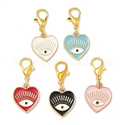 5 шт. подвеска в форме сердца с глазом из сплава эмали&nbsp;HJEW-JM04043