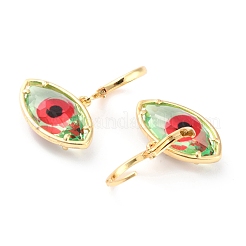 真鍮ガラスハギーフープピアス  エナメル  ナザールボンジュウ  ゴールドカラー  ミックスカラー  26mm  ピン：0.6mm&nbsp;RJEW-J100-01G