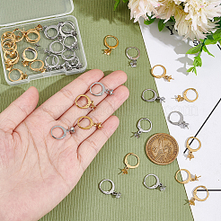 40個 2色 304ステンレススチール フレンチフックピアス金具  片穴パーツ用  ゴールデン·ステンレス鋼色  21mm  ピン：0.6mm  20個/カラー&nbsp;STAS-UN0045-74