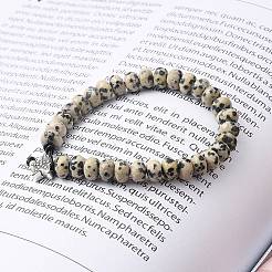 Браслеты из натуральной далматинской яшмы BJEW-JB05457-02