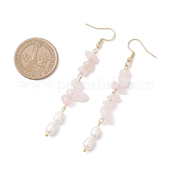 Серьги-подвески из нержавеющей стали 304 с натуральным культивированным пресноводным жемчугом и рисом EJEW-JE06536