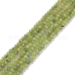 Chapelets de perles en jade vert naturel, facette, ronde, 2.5mm, Trou: 0.6mm, Environ 180 pcs/chapelet, 15.35'' (39~39.6 cm)