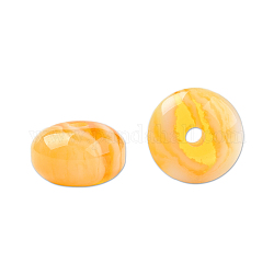 Perles en résine, ambre d'imitation, plat rond, champagne jaune, 8x4.5mm, Trou: 1.6~1.8mm