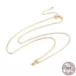 925 collar de cadenas de cable de plata esterlina para hacer collares, con hielo pellizcar fianzas, dorado, 17.72 pulgada (45 cm)