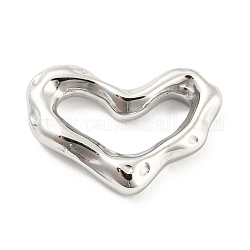 304 Edelstahl verbindet Ringe, unregelmäßiges Herz, gehämmert, Edelstahl Farbe, 14x20x4 mm, Innendurchmesser: 6.5x14 mm