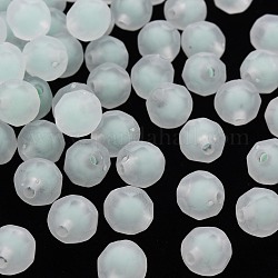 Transparente Acryl Perlen, Perle in Perlen, matt, facettiert, Runde, Aquamarin, 9.5x9.5 mm, Bohrung: 2 mm, ca. 1041 Stk. / 500 g