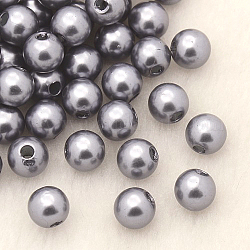 Imitation Pearl Acrylic Beads, Dyed, Round, Gray, 10x9.5mm, Hole: 2.5mm, about 1070pcs/pound